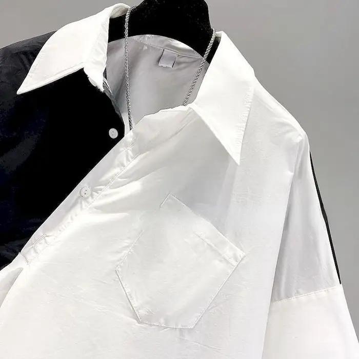 Chemise Patchwork à Manches Courtes pour Femme, Design Irrégulier, Chic, à la Mode, Tendance d'Été,