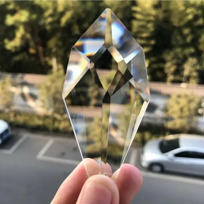 Excellent prisme en cristal K9, lustre en verre à facettes claires, ornements suspendus en cristal,