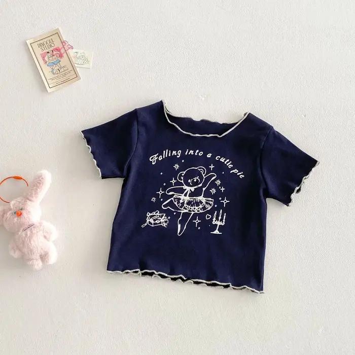 Vêtements décontractés pour bébés de 18 à 5 ans, T-shirt à manches courtes imprimé Animal de dessin