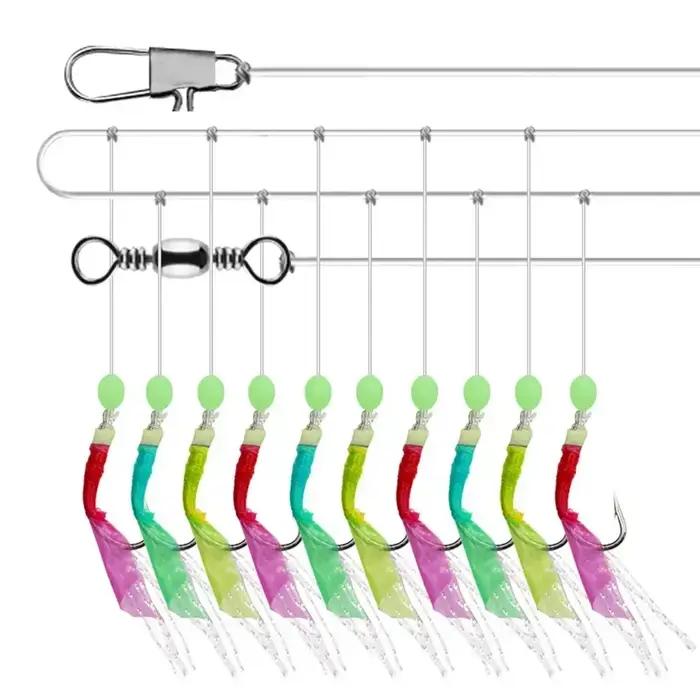 Sabikis – leurre de pêche avec 10 hameçons, plumes, hareng de mer, hameçons, matériel, accessoires