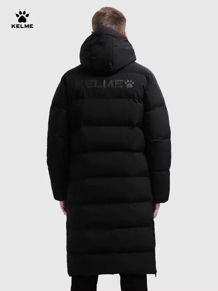 KELME hommes veste d'hiver longue entraînement sportif manteau à capuche vêtements d'extérieur chaud