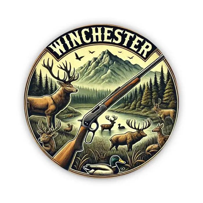 Winchester – panneau mural rond en métal d'inspiration vintage