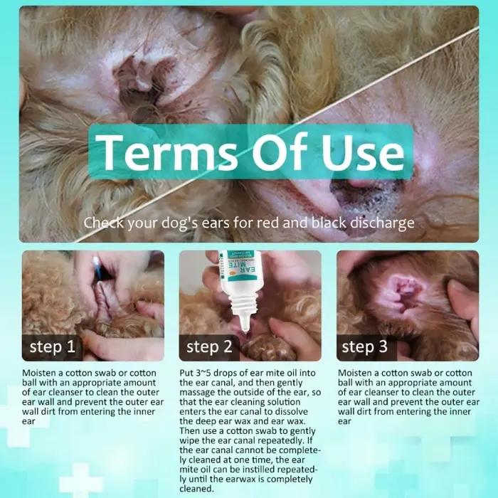 Traitement des acariens d'oreille chat pour chiens chats