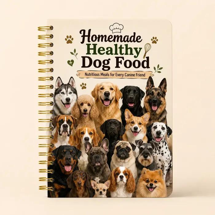 Carnet de recettes de nourriture pour chiens fait maison, format A5, spirale, planificateur d'alimen