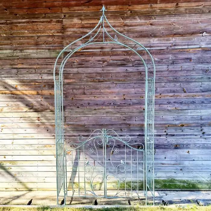 Arche de jardin en fer forgé vintage pour extérieur, forme ronde ou carrée, résistance aux intempéries, facile à assembler, idéale pour jardins et patios
