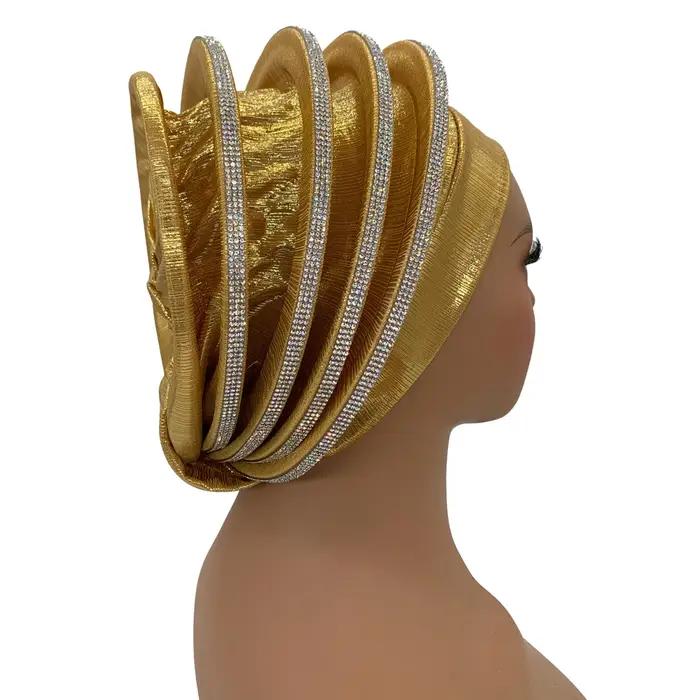 Béret en spirale de diamants de luxe Turban pour femmes afrcian dame bandeau femme bérets Turban Nig