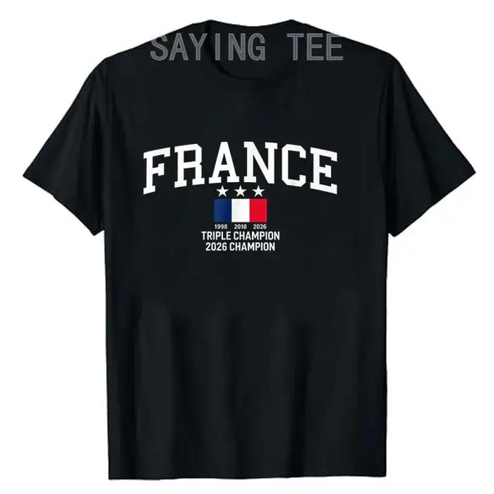 T-shirt de champion de football de France 1998, 2018, 2026, drapeau français, vêtements graphiques p