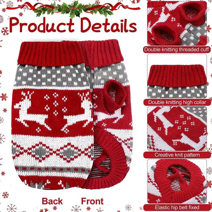 Pull à col roulé pour chiens de Noël en fibre, élégant pour petits, moyens et grands chiens, occasions spéciales automne hiver