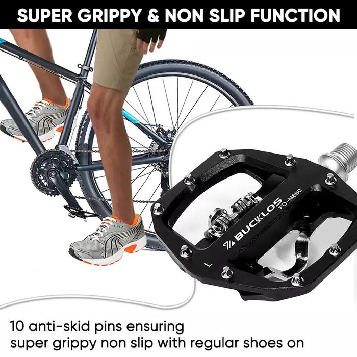 BUCKLOS pédales vtt pour vélo double fonction VTT pédale plate-forme Clip pédales plates ajustement
