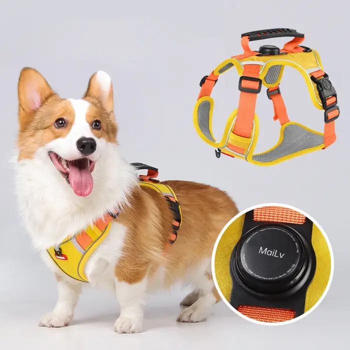 Harnais réfléchissant pour chien avec support Airtag