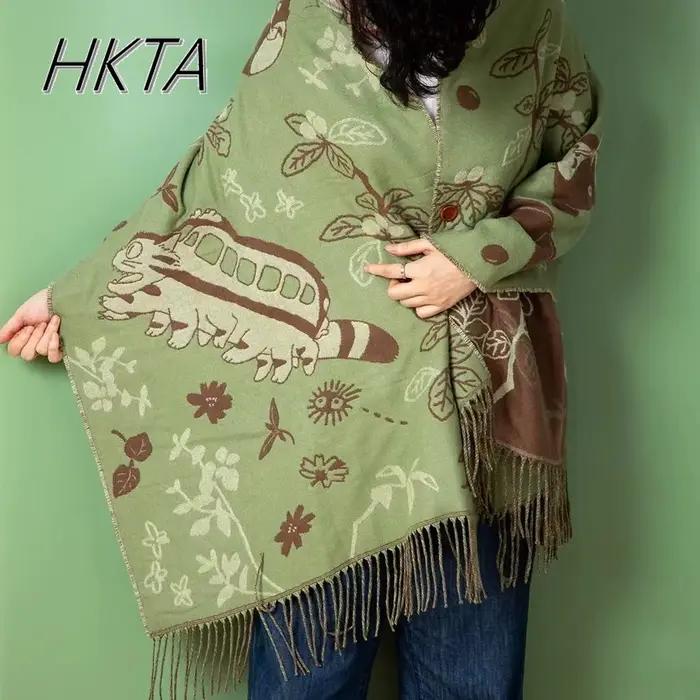 Niche écharpe Design mignon dessin animé écharpe châle femmes polyvalent épaissi chaud Double face h