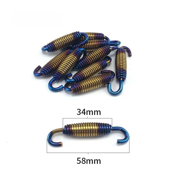 Système d'échappement universel en acier inoxydable pour motos avec crochets à ressorts rotatifs couleur personnalisable pour amélioration visuelle et performance thermique