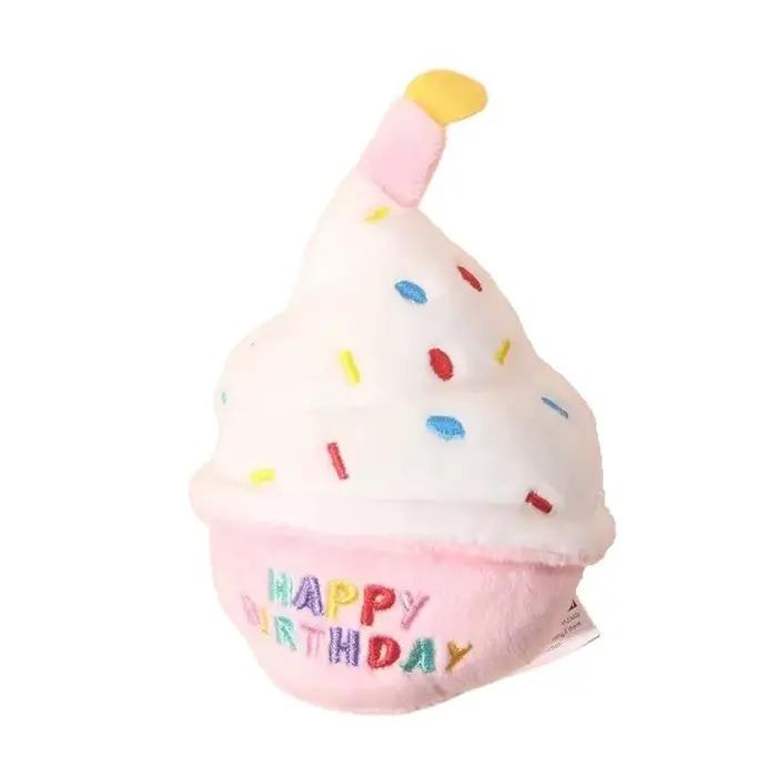 1 pièce Jouet d'anniversaire pour chien en peluche douce et couineuse avec bougies colorées