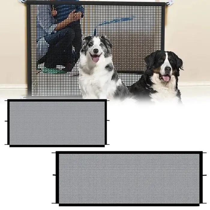 Clôture pliante en maille respirante pour chiens avec crochets adhésifs sécurisateurs pour création d'espace de jeu sécurisé pour animaux de compagnie et bébés