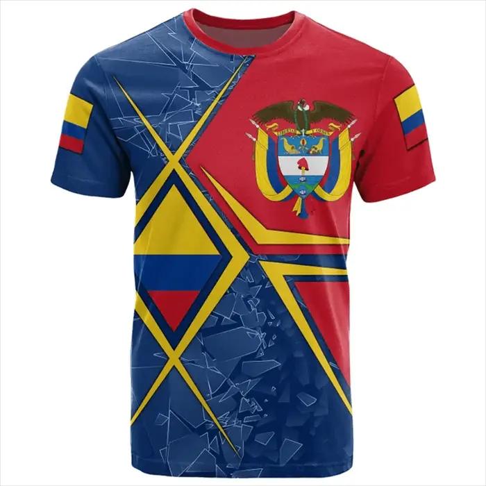Columbia hommes T-shirt décontracté ample col rond drapeau colombien à manches courtes hauts t-shirts vêtements