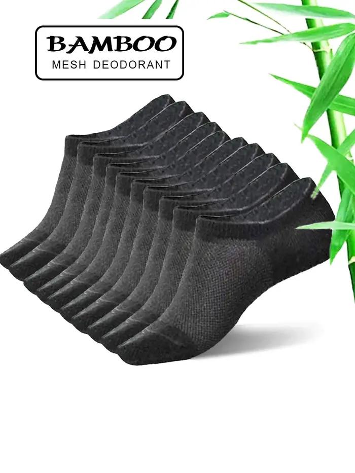 Chaussettes invisibles été homme en fibre de bambou absorbantes déodorantes - 10 paires noir grande taille