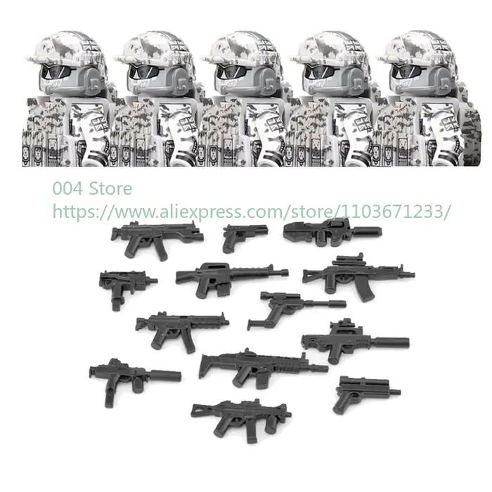 Figurines de forces spéciales militaires, blocs de construction, armes, tenue Ghillie, sniper, SWAT, Ghost, KSK, police, bandit, jouet pour garçon, cadeau F029