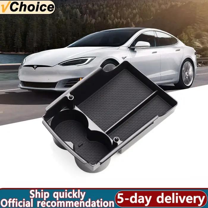 Organisateur de Console centrale pour Tesla modèle S modèle X, support de verre, boîte de rangement