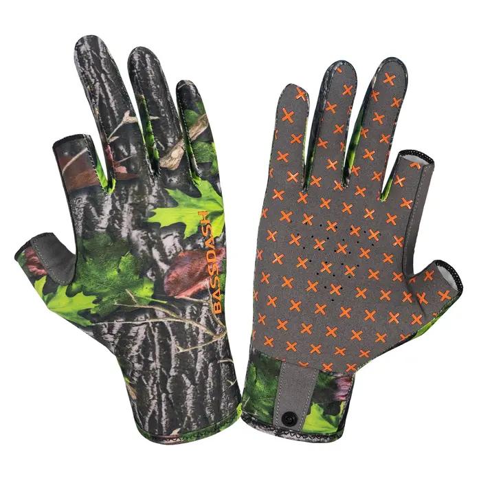 Gants camouflage doigtés Bassdash unisexe chasse début saison UPF 50+ pêche photographie été