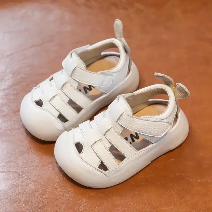 Sandales d'été en cuir véritable pour bébés filles et garçons