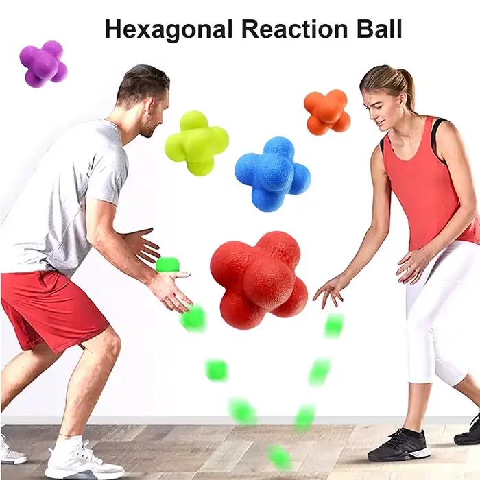 Ballon de réaction hexagonal pour l'entraînement d'agilité, idéal pour le basketball, le football, la coordination et les réflexes des adultes, parfait pour l'entraînement sportif et la remise en form