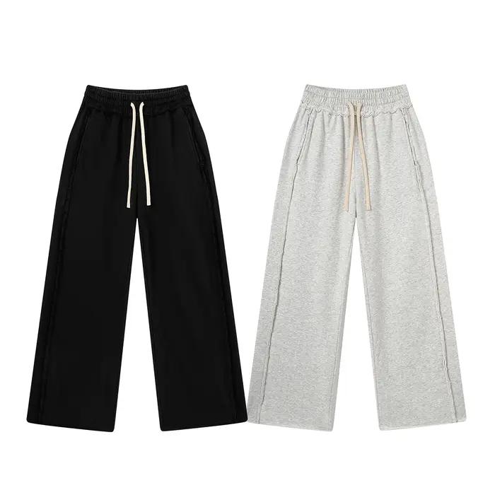 Pantalon de survêtement vintage à jambe large, coton Terry, style américain rétro, confortable pour homme, pour détente et occasions décontractées
