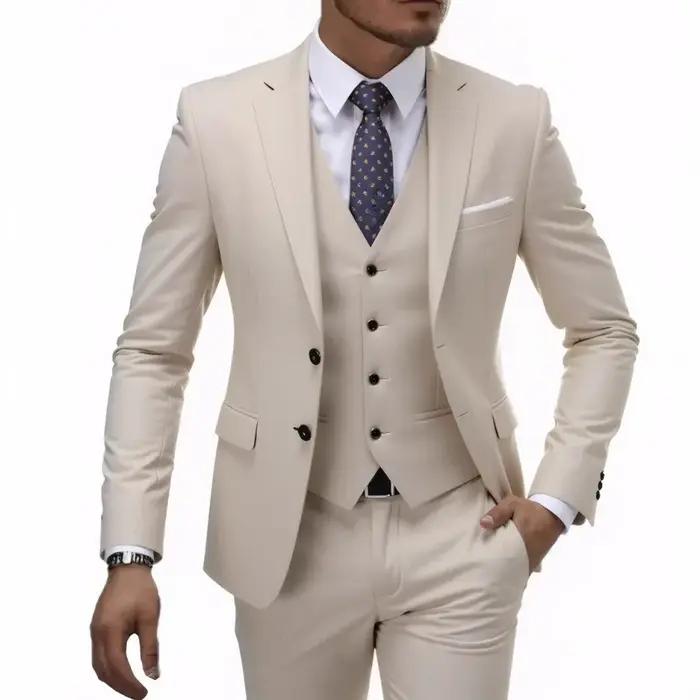 13 couleurs Style basique hommes décontracté couleur unie 3 pièces costumes/mâle deux boutons Blazers Jacker manteau pantalon pantalon gilet gilet