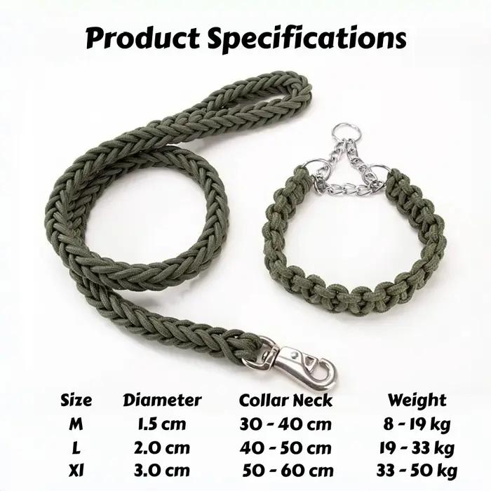 Laisse pour chien tressée à 8 brins, robuste : laisse tactique anti-traction pour races moyennes/grandes, réglable et réfléchissante