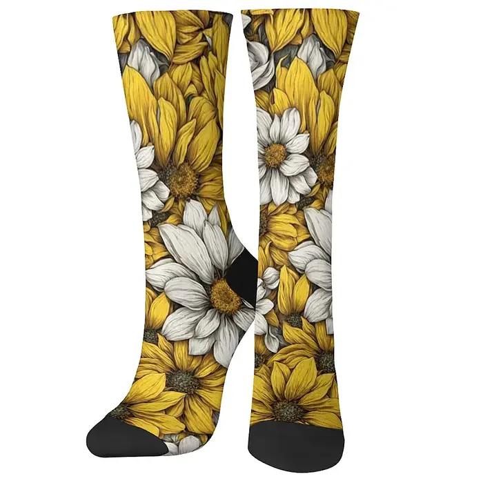 Chaussettes chasse vintage motifs floraux - Bas élastiques respirants pour hommes - Cadeau chasseur original