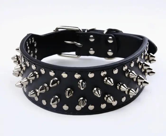 Grand collier de chien à pointes pour les races moyennes et grandes L-3XL Pitbull Mastiff Boxer cuir PU 4 couleurs