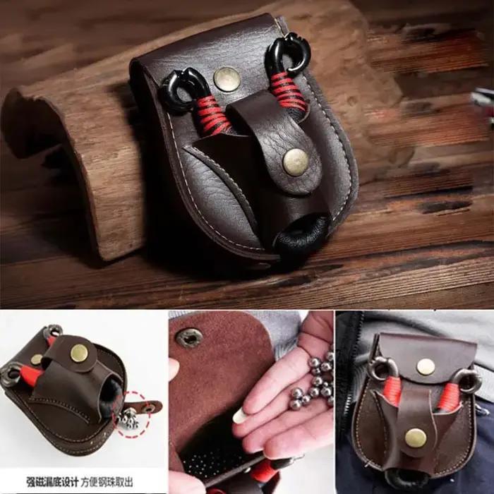Sac à balles en cuir et acier fait à la main pour la chasse