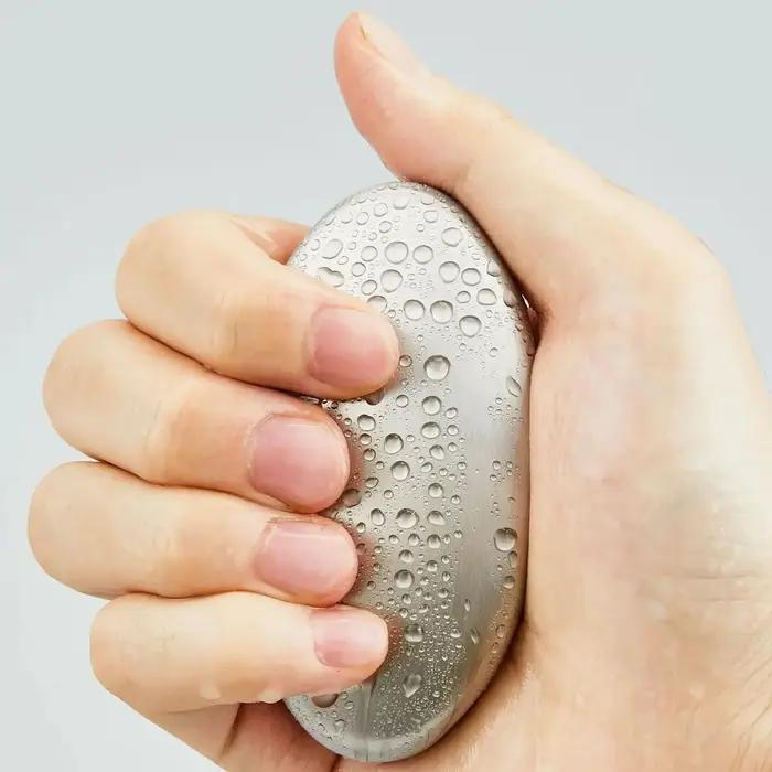 Savon en acier inoxydable | Retirez les odeurs de mains fortes comme l'oignon et l'ail | Gadget d'élimination des odeurs de cuisine (ovale)