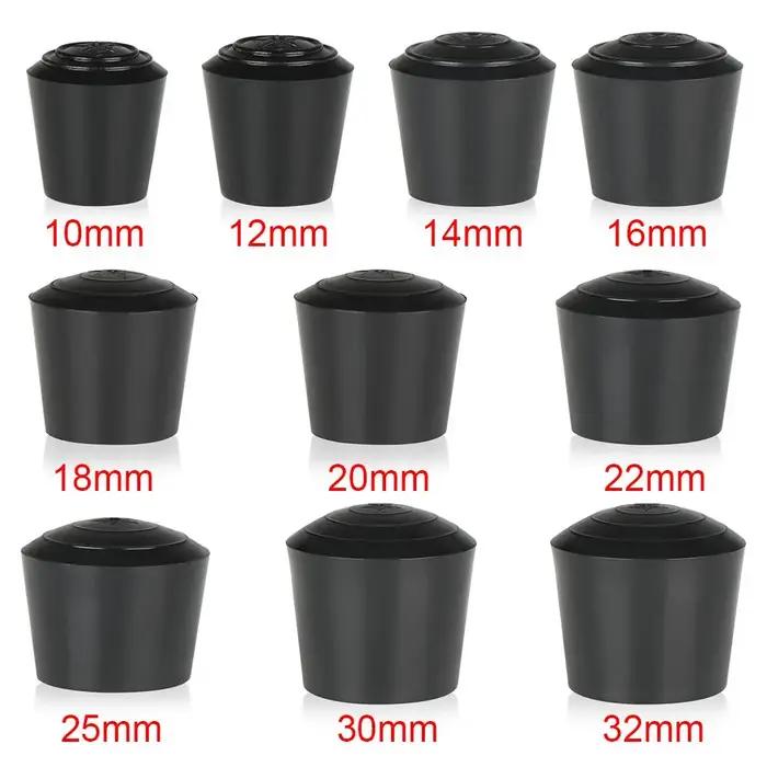 Couvre-pieds ronds noirs en caoutchouc PVC pour meubles, protection de l'environnement, table et cha