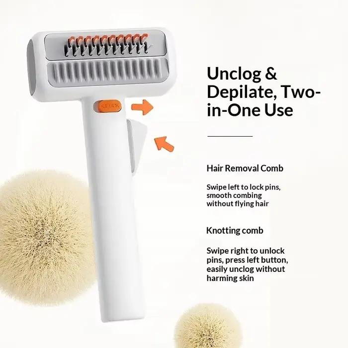 Peigne démêlant et anti-poils 2-en-1 Petgravity pour chiens et chats