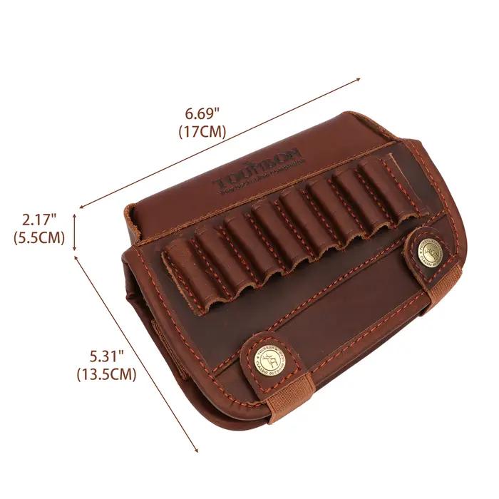 Tourbon Repose-joue pour fusil de chasse en cuir véritable avec porte-cartouches, accessoires de chasse