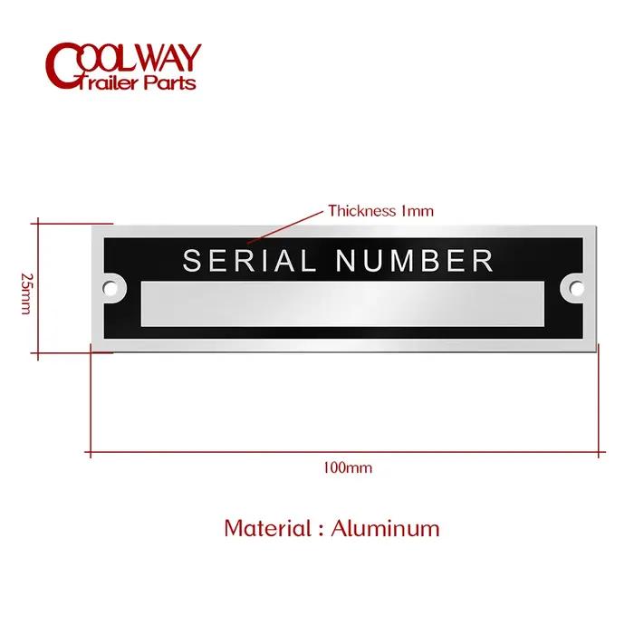 Étiquette d'identification de châssis en aluminium