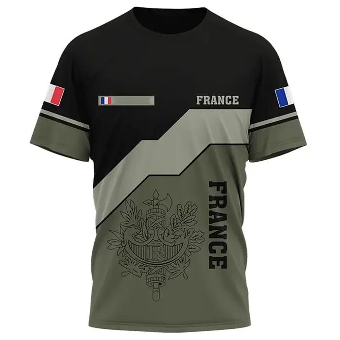 T-shirt à Manches Courtes pour Homme, avec Emblème Graphique de France, Football, Forêt, CamSolomon