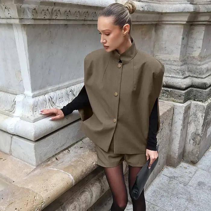 Ensemble pantalon court à jambes larges pour femme, tenue quotidienne, décontractée, Chic, couleur u