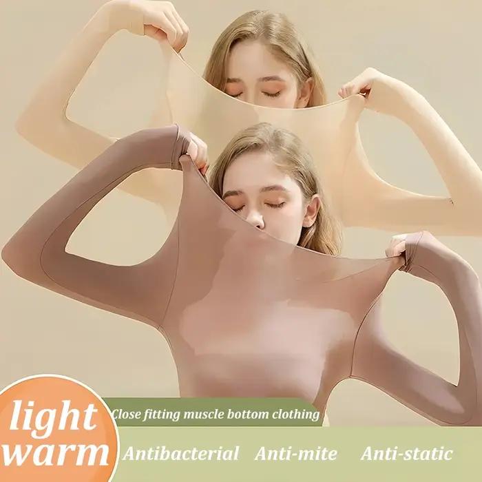 Sous-vêtement thermique double couche en nylon et élasthanne pour femmes, lingerie chaude, confort douillet, occasions hivernales et cadeaux personnalisés