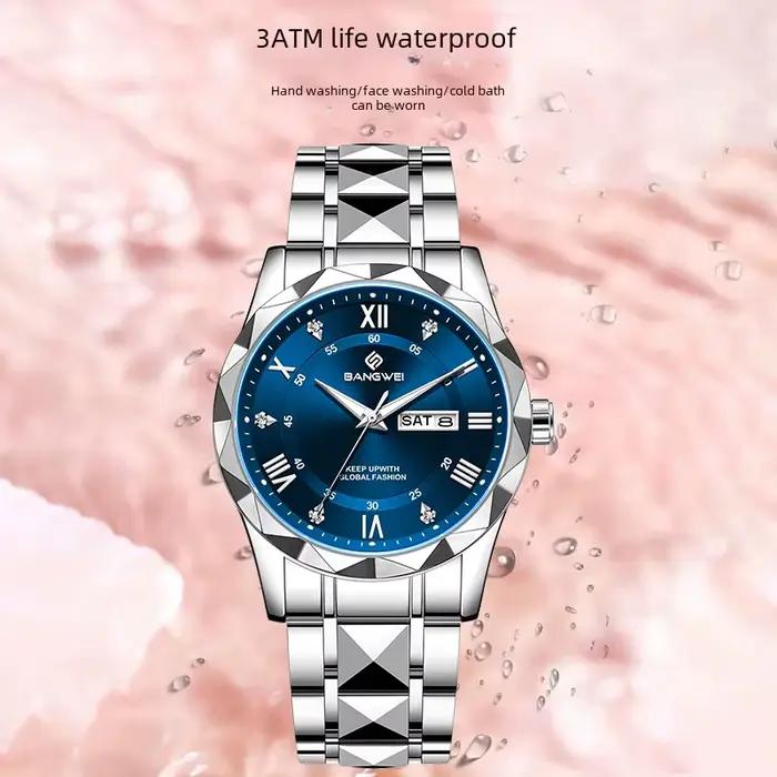 Montre femme élégante classique luxe acier inoxydable étanche lumineuse quartz affaires casual rendez-vous