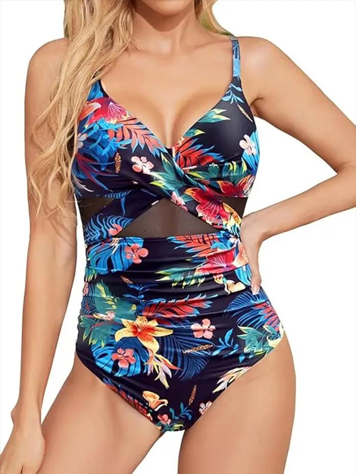 Maillot de bain vintage 2026 à bretelles pour femme, une pièce, en maille unie, pour la natation et