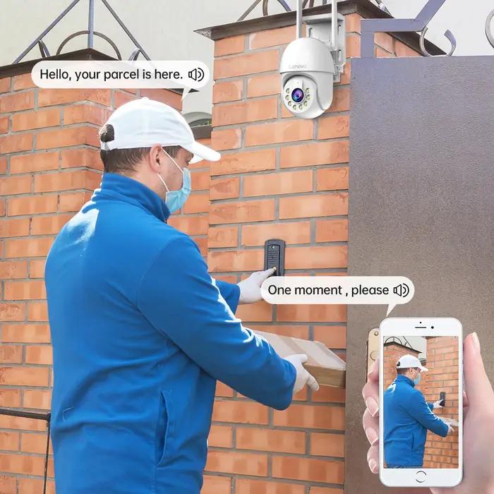 Caméra surveillance extérieure Lenovo 5MP WiFi - PTZ 5x zoom, audio bidirectionnel et tracking IA vision nocturne