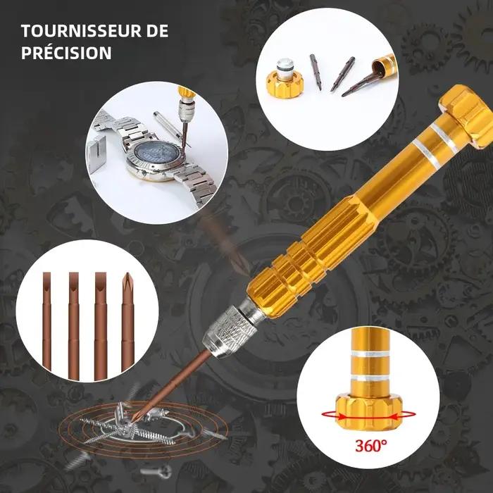Kit d'outils de réparation de montre 149 en 1 avec tournevis et dissolvant pour réparation professionnelle et ménage occasions spéciales