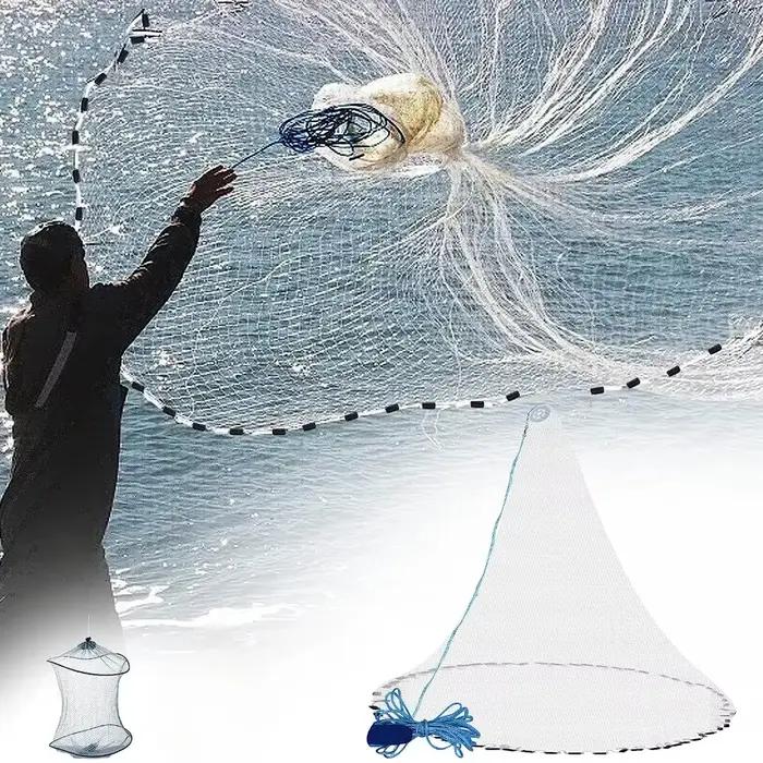 Filet à appâts à rayon pour la pêche, petite maille, lancer, eau salée, plombs en aluminium, Premium