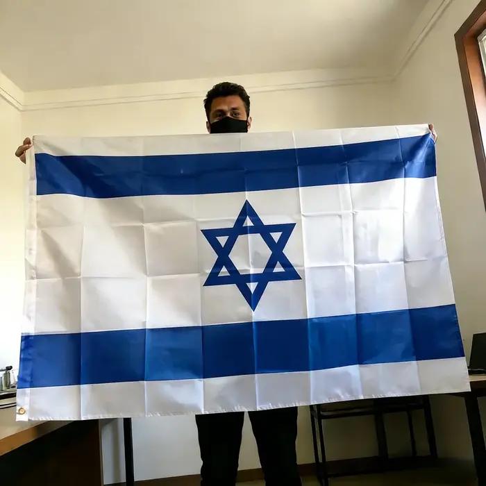 Drapeau d'Israël 150x90cm 3x5 FT דגל ישראל Polyester Double couture Décoration intérieure et extérie