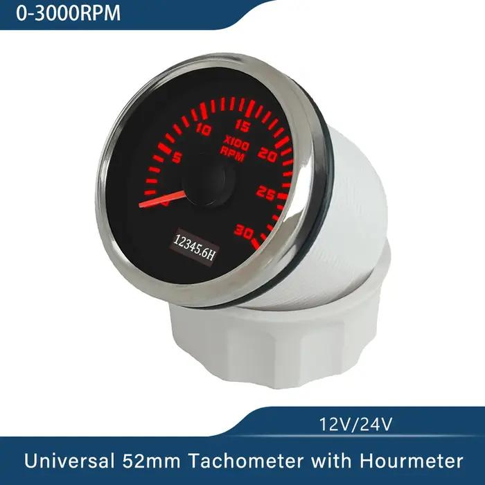 Tachymètre universel avec rétroéclairage rouge pour voiture, bateau, yacht, nouveau, 52mm, tr/min, m