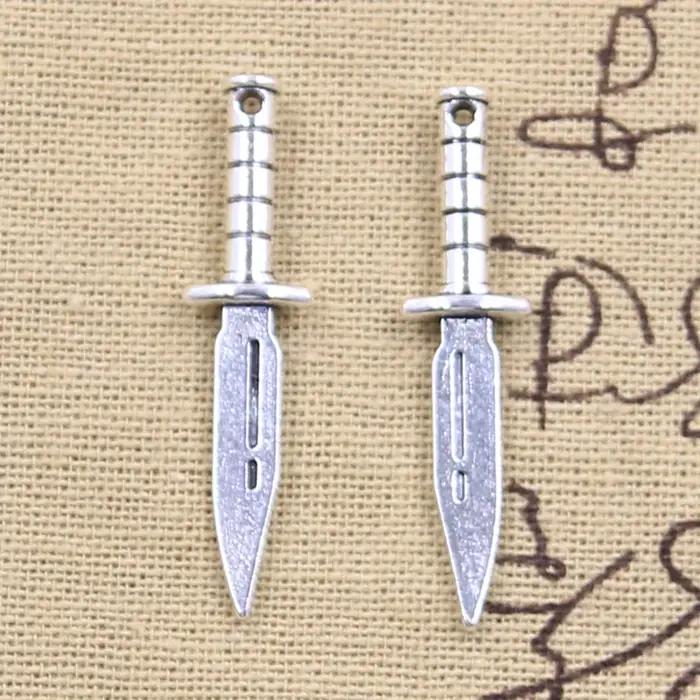 Breloques d'épée de poignard en argent antique