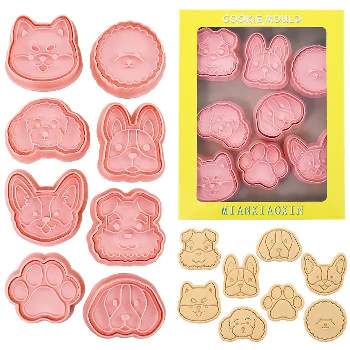 Emporte-pièces en forme d'animaux, 8 pièces, emporte-pièces de gaufrage pour chiens, pour la cuisson