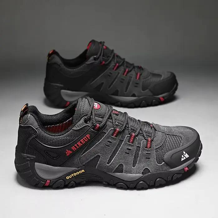 HIKEUP-Chaussures de randonnée en cuir suédé pour homme, baskets d'extérieur résistantes à l'usure,