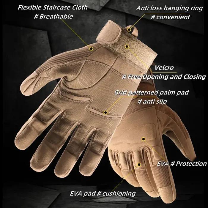 Gants tactiques unisexe protection poignet plein doigt anti-dérapant vélo escalade outdoor